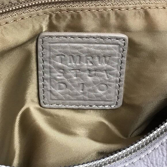 TMRW Studio Antonio Medium Leather Crossbody Bag Removable Inner Pouch Neutral - Picture 12 of 16